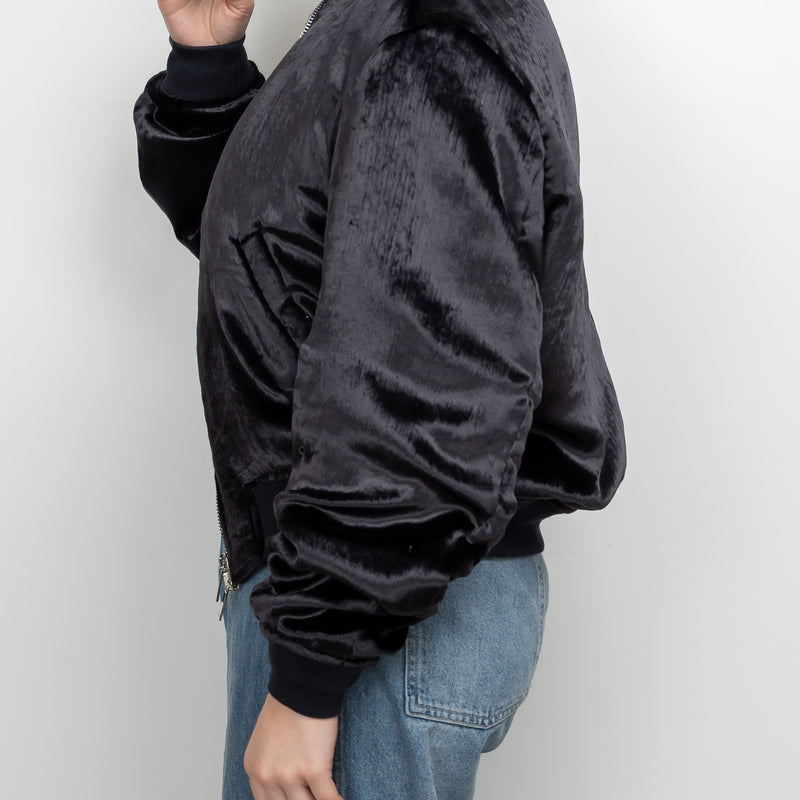 Dior Black Textured Fabric Bomber Jacket Size 50