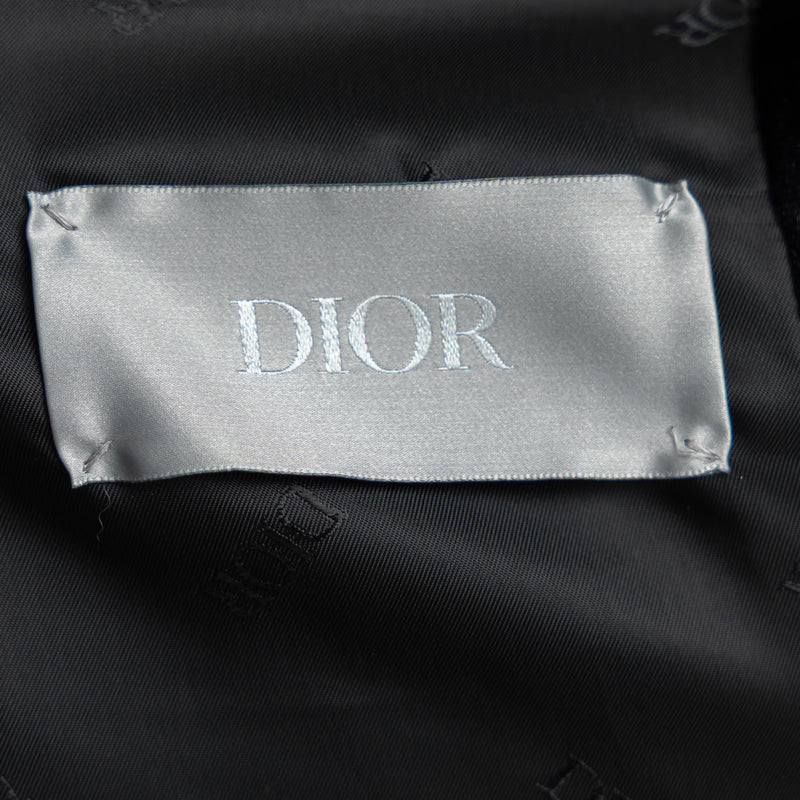 Dior Black Textured Fabric Bomber Jacket Size 50