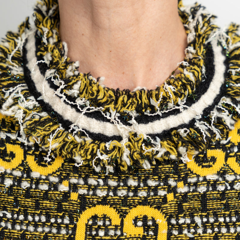 Gucci Yellow Multicolour Tweed Dress Size S