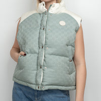 Gucci White Nylon and Blue GG Canvas Puffer Down Vest Size 42