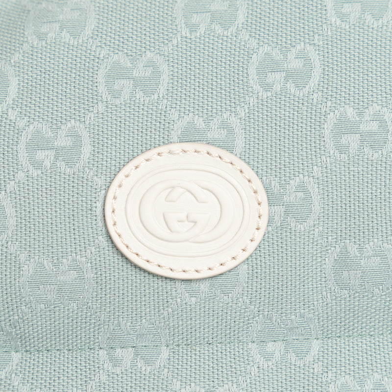 Gucci White Nylon and Blue GG Canvas Puffer Down Vest Size 42