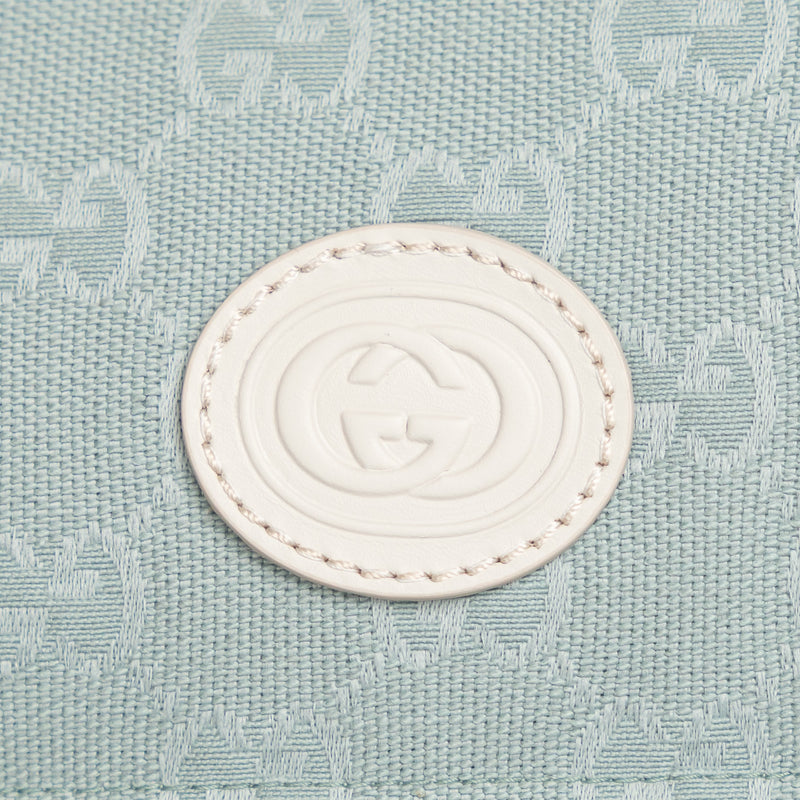 Gucci White Nylon and Blue GG Canvas Puffer Down Vest Size 42