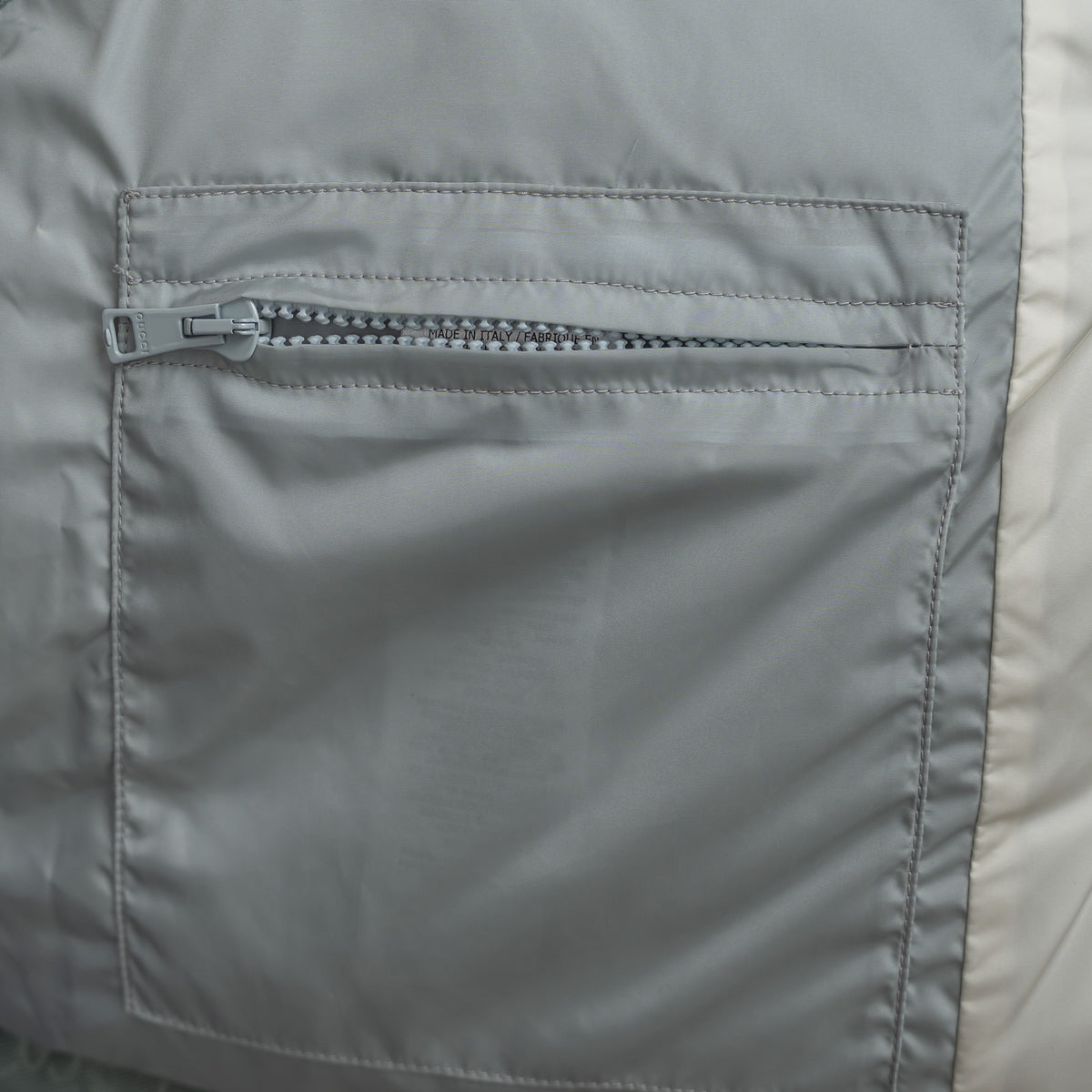 Gucci White Nylon and Blue GG Canvas Puffer Down Vest Size 42