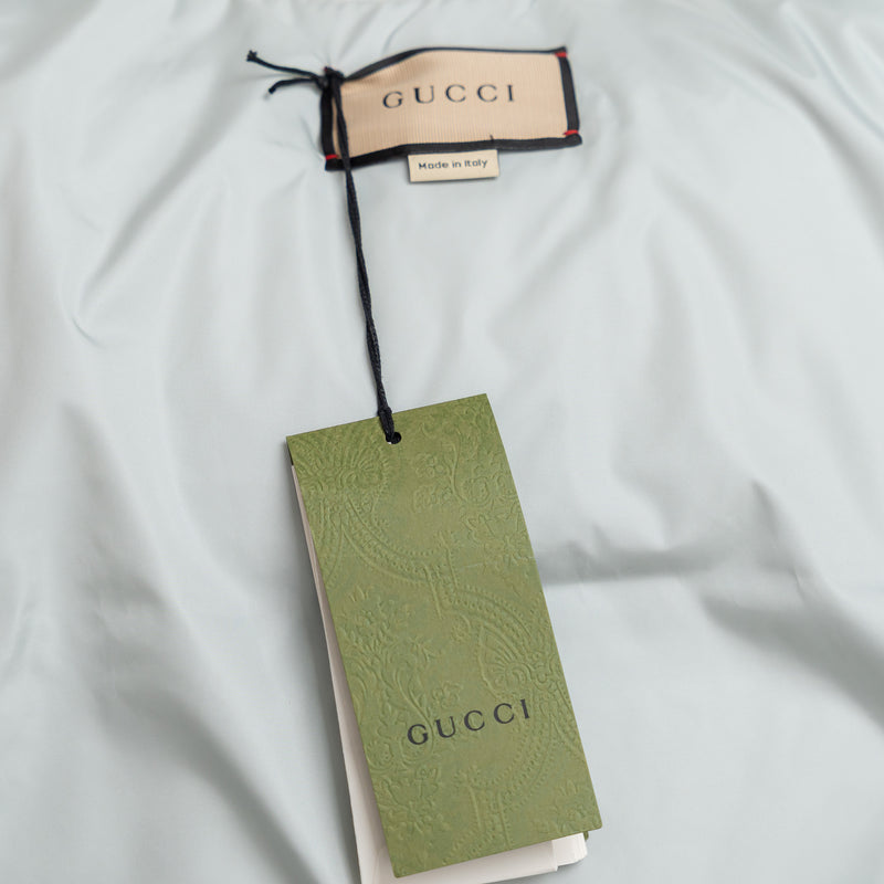 Gucci White Nylon and Blue GG Canvas Puffer Down Vest Size 42