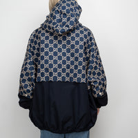 Gucci Navy GG Supreme Oversized Hooded Jacket Size 56