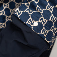 Gucci Navy GG Supreme Oversized Hooded Jacket Size 56