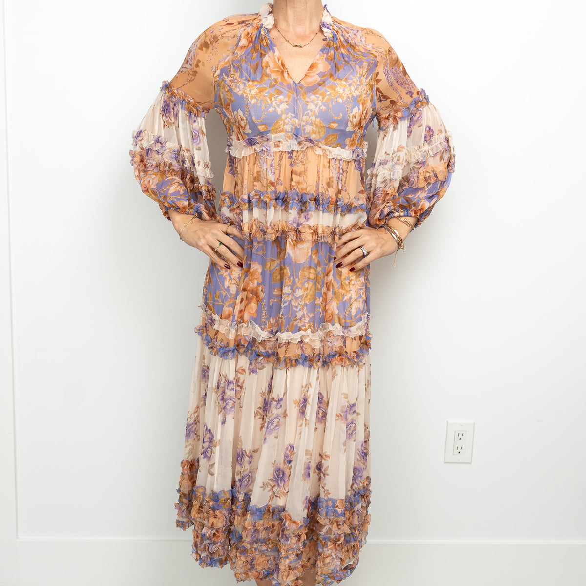 Zimmermann Multicolour Floral Print Dress with Slip Size 1