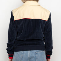 Gucci Beige Cotton and Navy Corduroy Bomber Jacket Size S