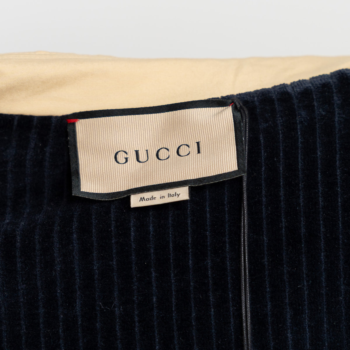 Gucci Beige Cotton and Navy Corduroy Bomber Jacket Size S