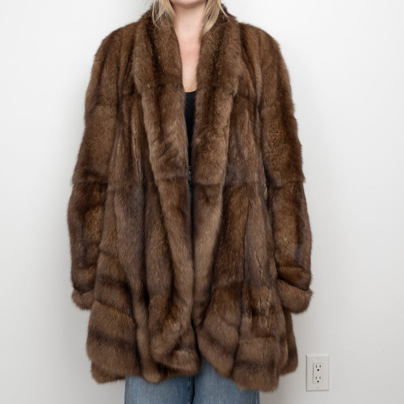 Sojuzpushnina Brown Russian Sable Fur Overcoat
