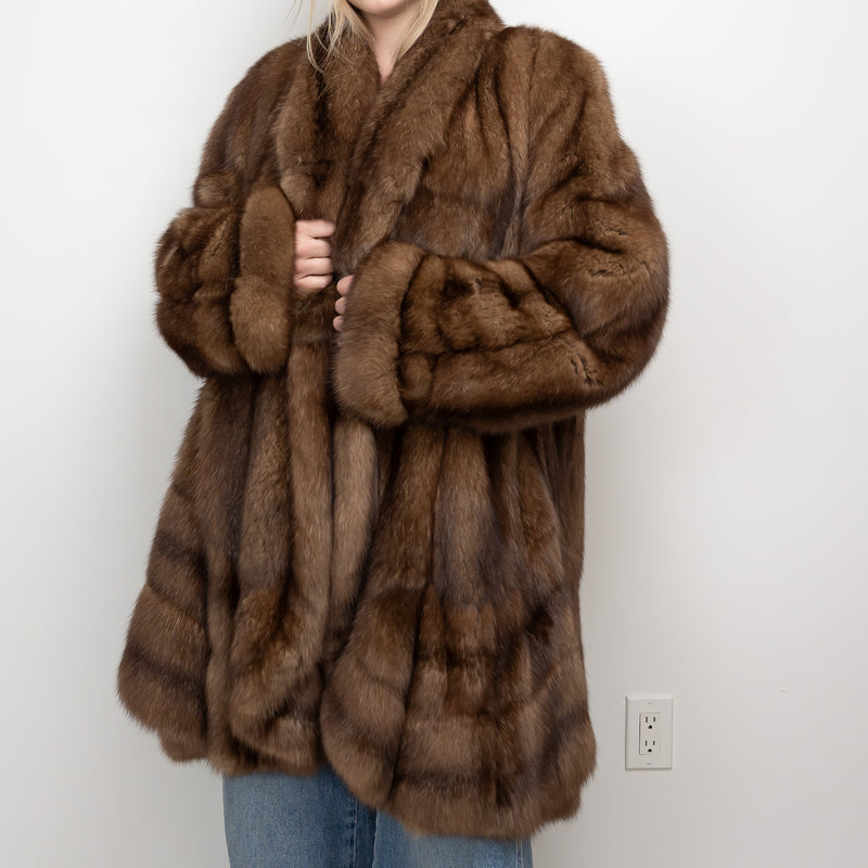 Sojuzpushnina Brown Russian Sable Fur Overcoat