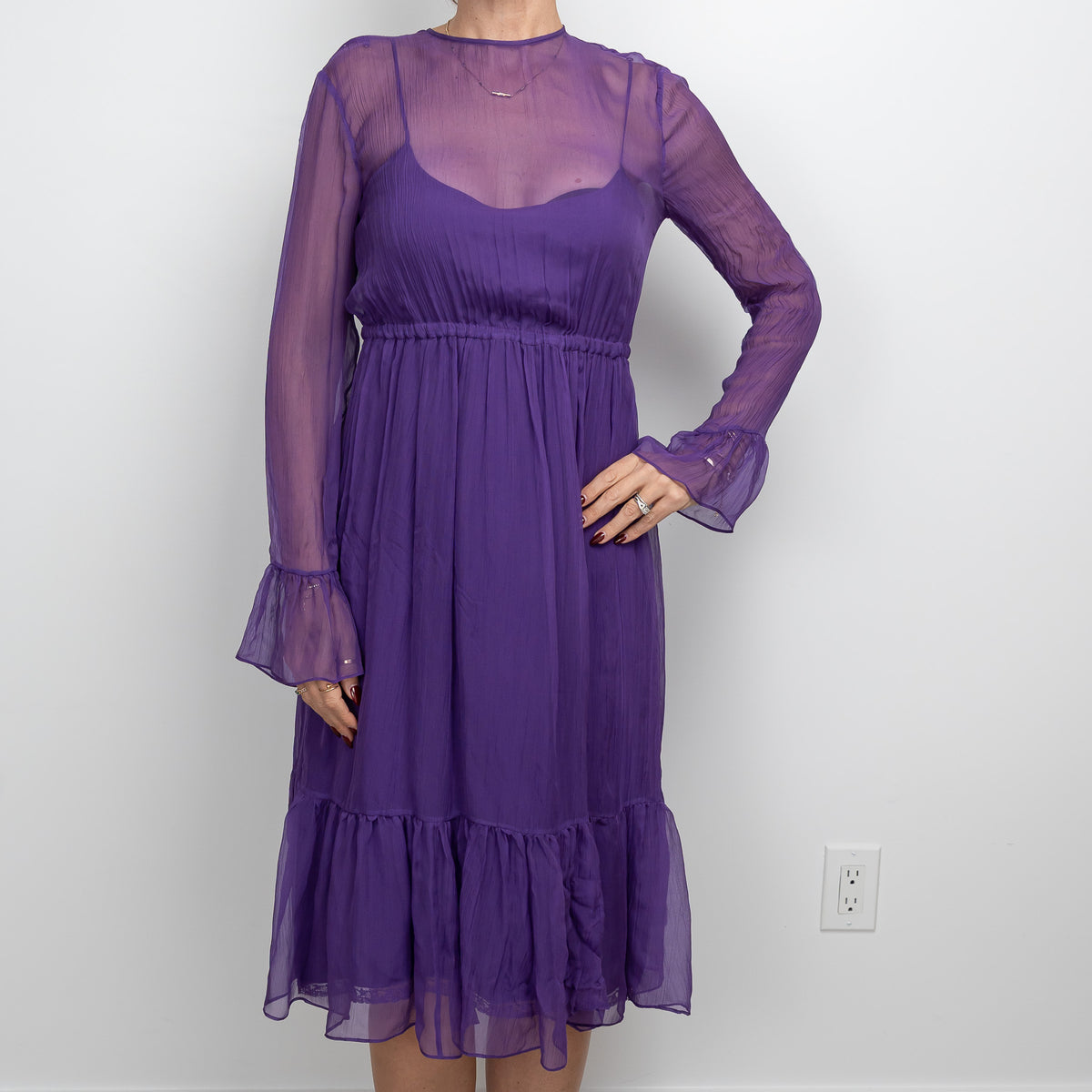 Gucci Purple Sheer Dress with Slip Size 42