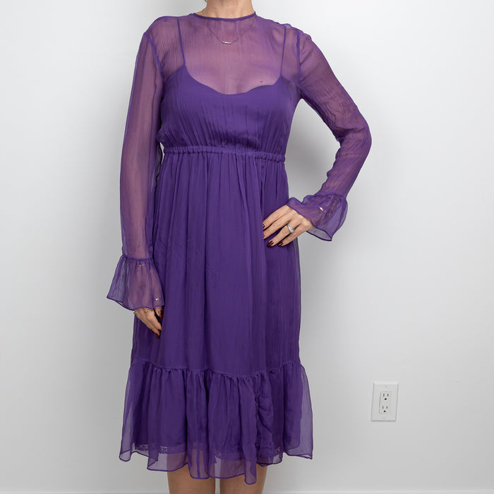 Gucci Purple Sheer Dress with Slip Size 42