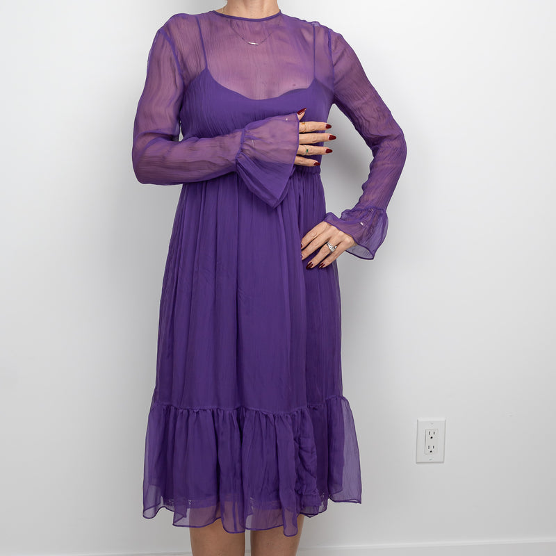 Gucci Purple Sheer Dress with Slip Size 42