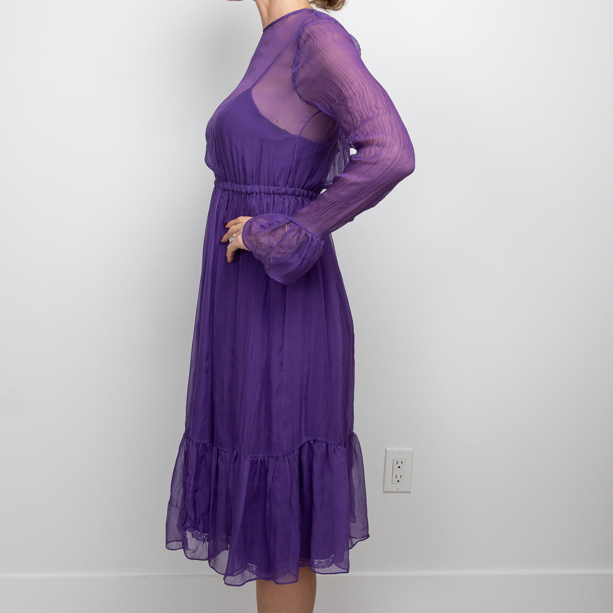 Gucci Purple Sheer Dress with Slip Size 42