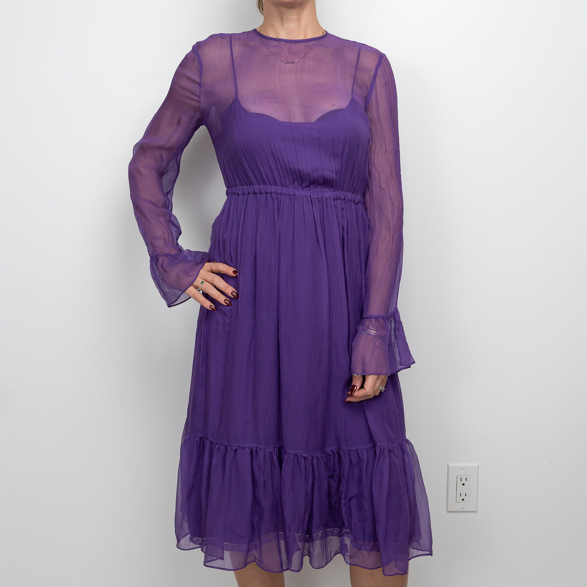 Gucci Purple Sheer Dress with Slip Size 42