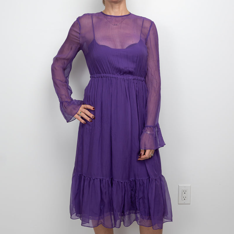 Gucci Purple Sheer Dress with Slip Size 42