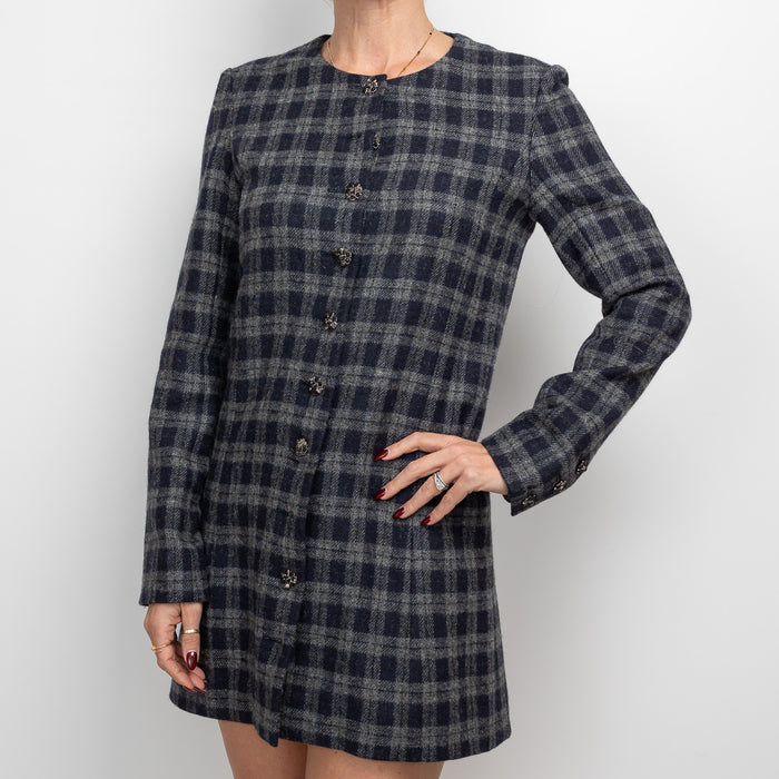 Pre-Loved Chanel™ Grey Tweed Button Up Dress Size 38