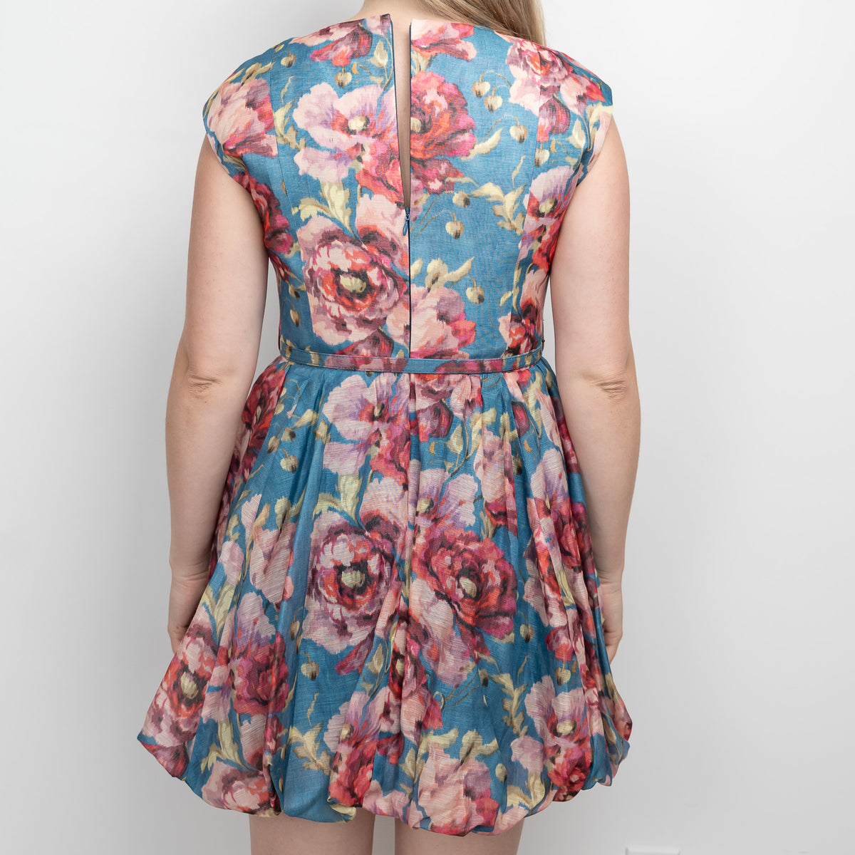 Zimmerman Blue and Pink Multicolour Linen and Silk Floral Dress Size 3