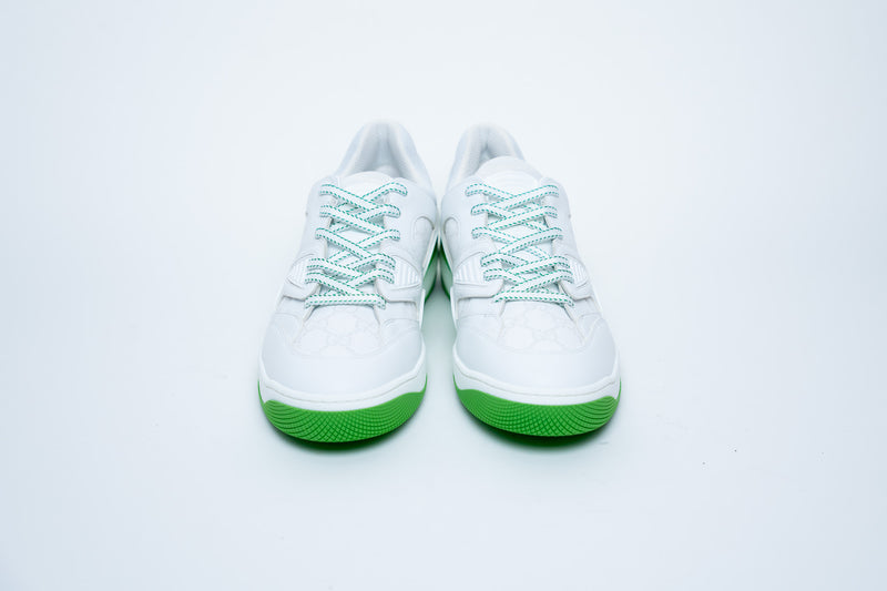 Gucci White Low-Top Sneakers with Neon Green Details Size 41