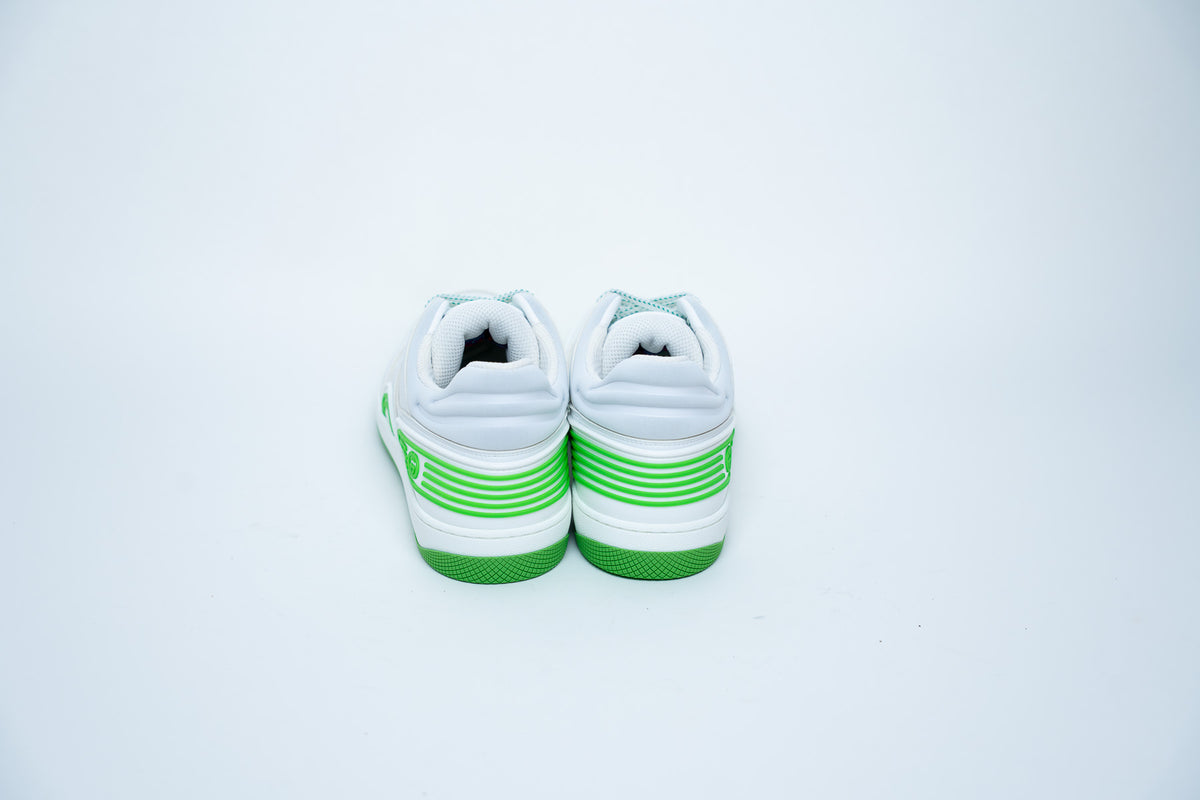 Gucci White Low-Top Sneakers with Neon Green Details Size 41