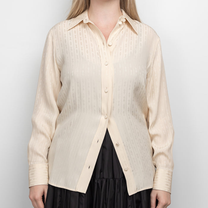 Gucci Cream Silk Horse Bit Motif Button Up Size 42
