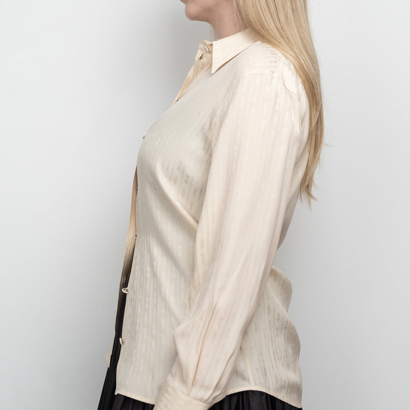 Gucci Cream Silk Horse Bit Motif Button Up Size 42