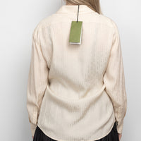 Gucci Cream Silk Horse Bit Motif Button Up Size 42