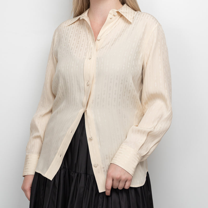Gucci Cream Silk Horse Bit Motif Button Up Size 42