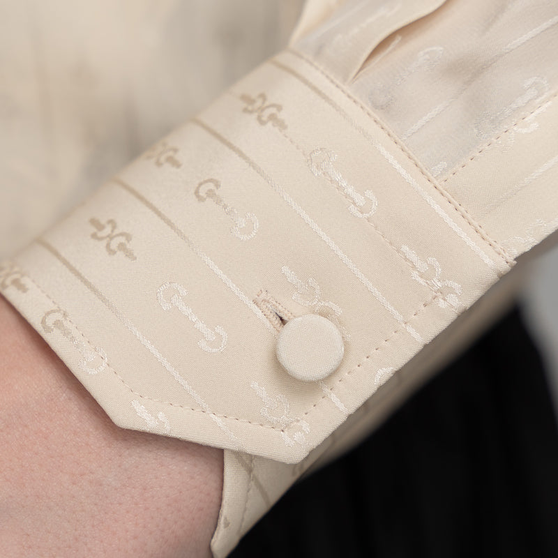 Gucci Cream Silk Horse Bit Motif Button Up Size 42