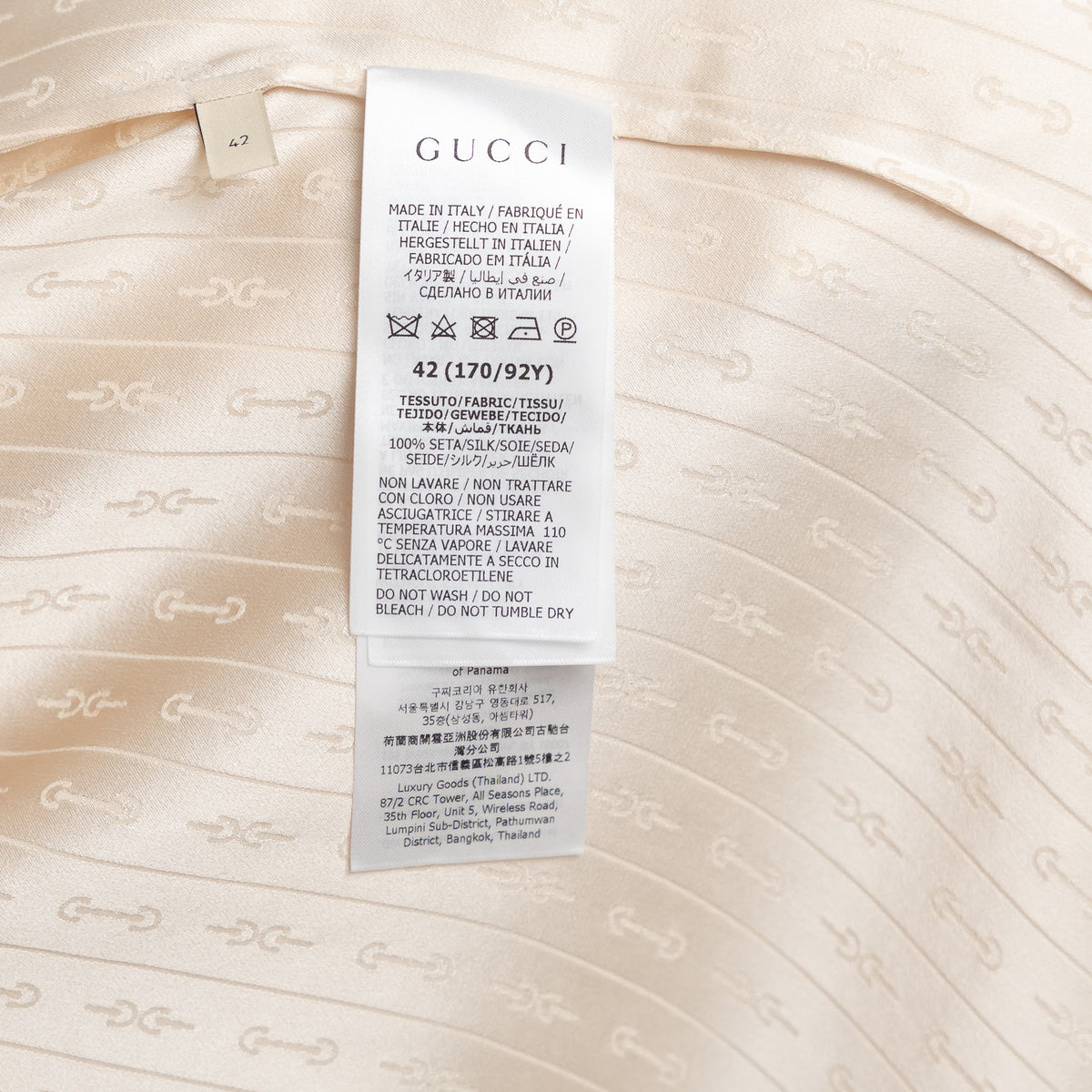 Gucci Cream Silk Horse Bit Motif Button Up Size 42