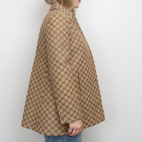Gucci Beige GG Supreme Monogram Canvas Long Jacket Size 40