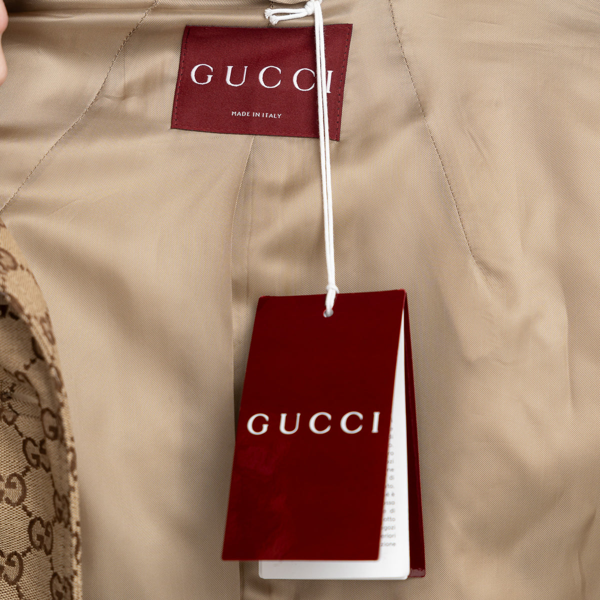 Gucci Beige GG Supreme Monogram Canvas Long Jacket Size 40