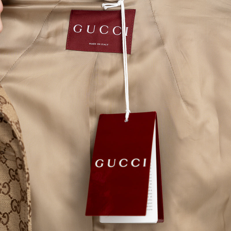 Gucci Beige GG Supreme Monogram Canvas Long Jacket Size 40