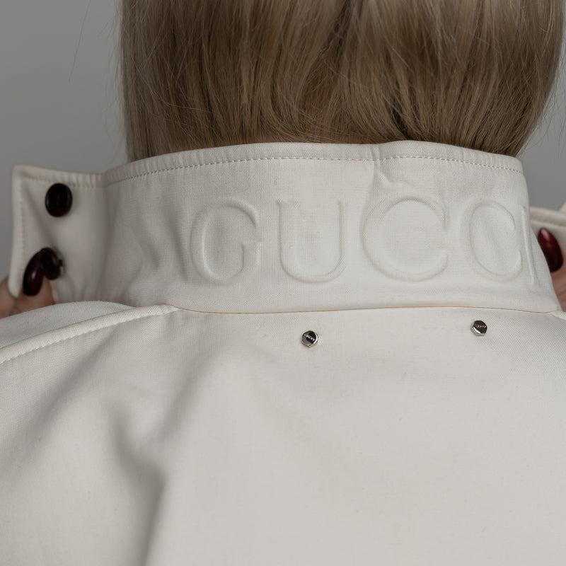 Gucci White Cotton Bomber Size 38