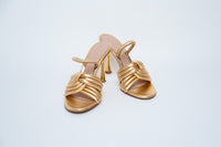 Gianvito Rossi Brushed Gold Leather Heeled Sandals Size 40
