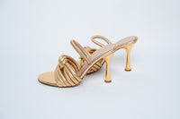 Gianvito Rossi Brushed Gold Leather Heeled Sandals Size 40