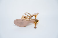 Gianvito Rossi Brushed Gold Leather Heeled Sandals Size 40
