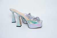 Mach & Mach Iridescent Platform Sandals with Embellished Bow Size 40