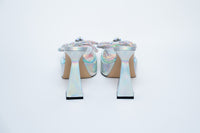 Mach & Mach Iridescent Platform Sandals with Embellished Bow Size 40
