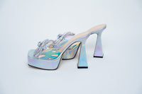 Mach & Mach Iridescent Platform Sandals with Embellished Bow Size 40