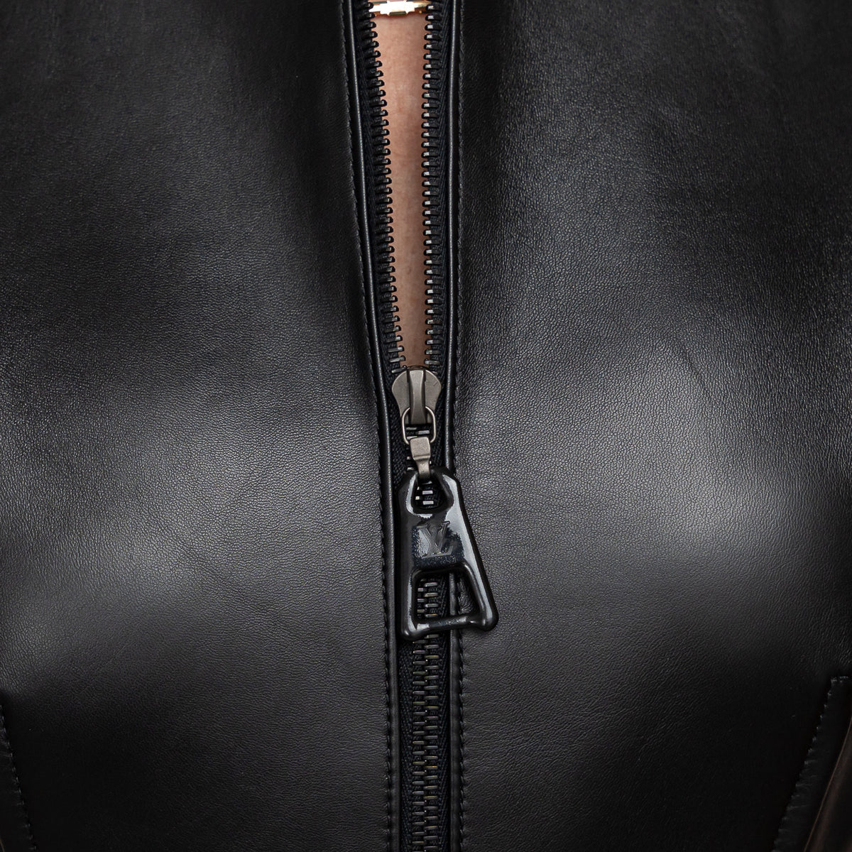 Louis Vuitton Black Lambskin Zip Up Sleeveless Dress Size 40