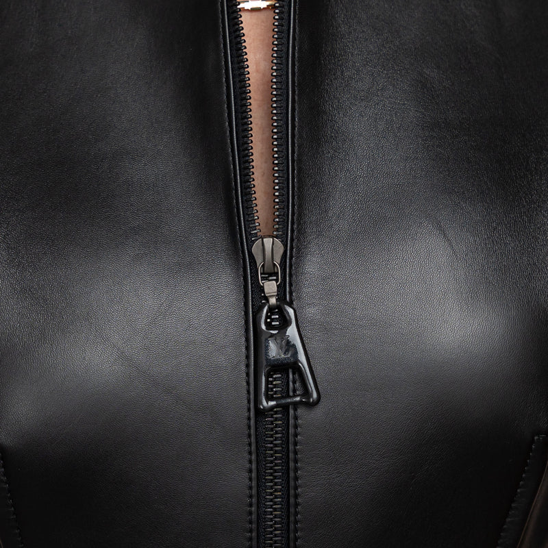 Louis Vuitton Black Lambskin Zip Up Sleeveless Dress Size 40