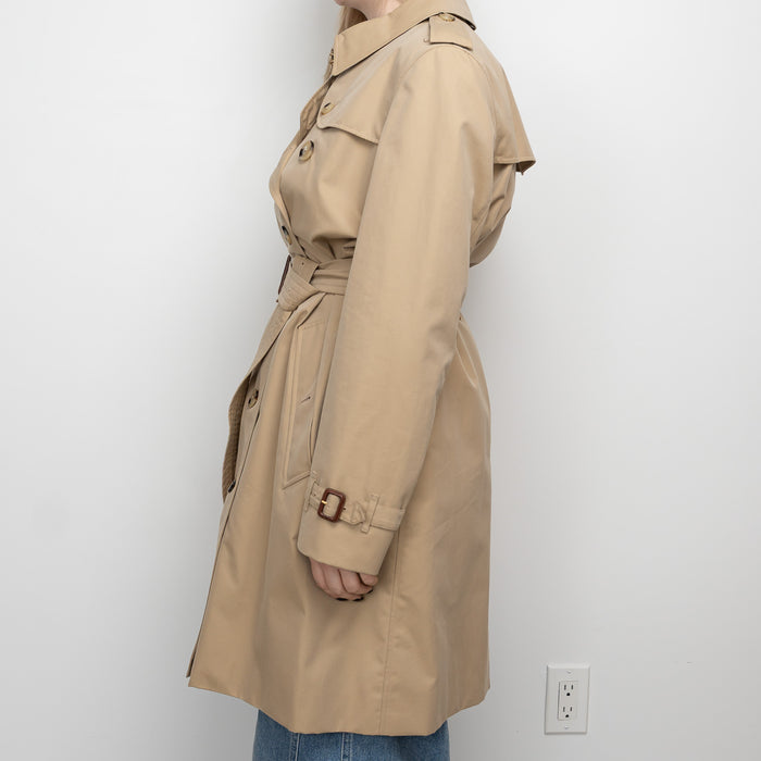 Burberry Beige Cotton Belted Trench Coat Size 14