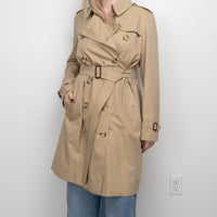Burberry Beige Cotton Belted Trench Coat Size 14