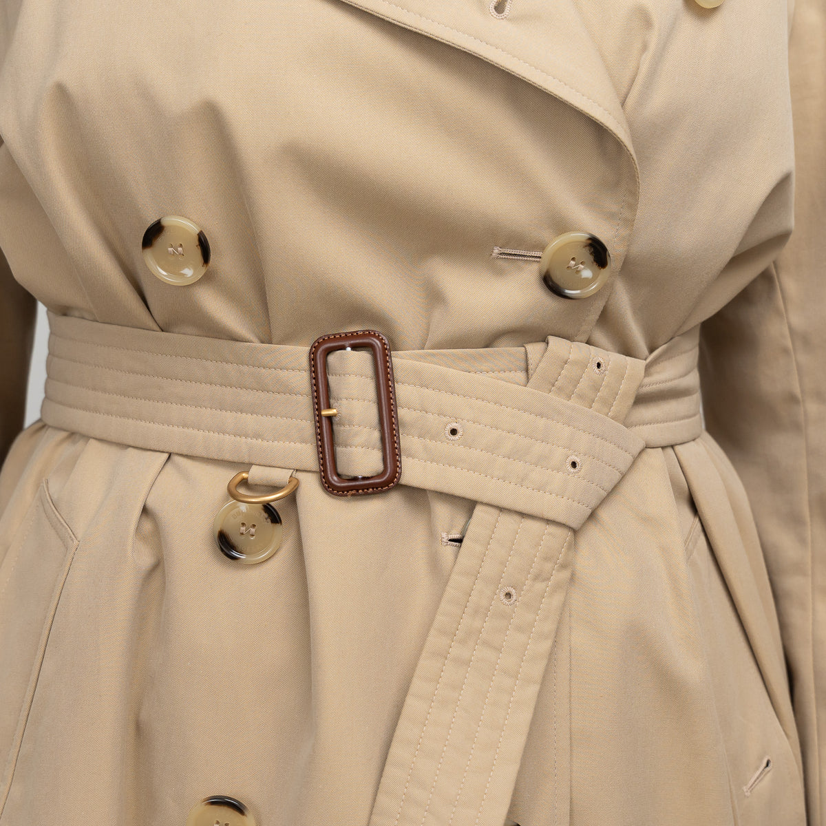 Burberry Beige Cotton Belted Trench Coat Size 14