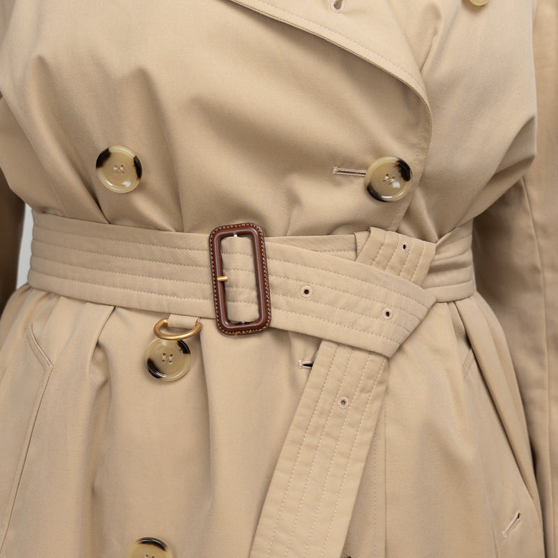 Burberry Beige Cotton Belted Trench Coat Size 14