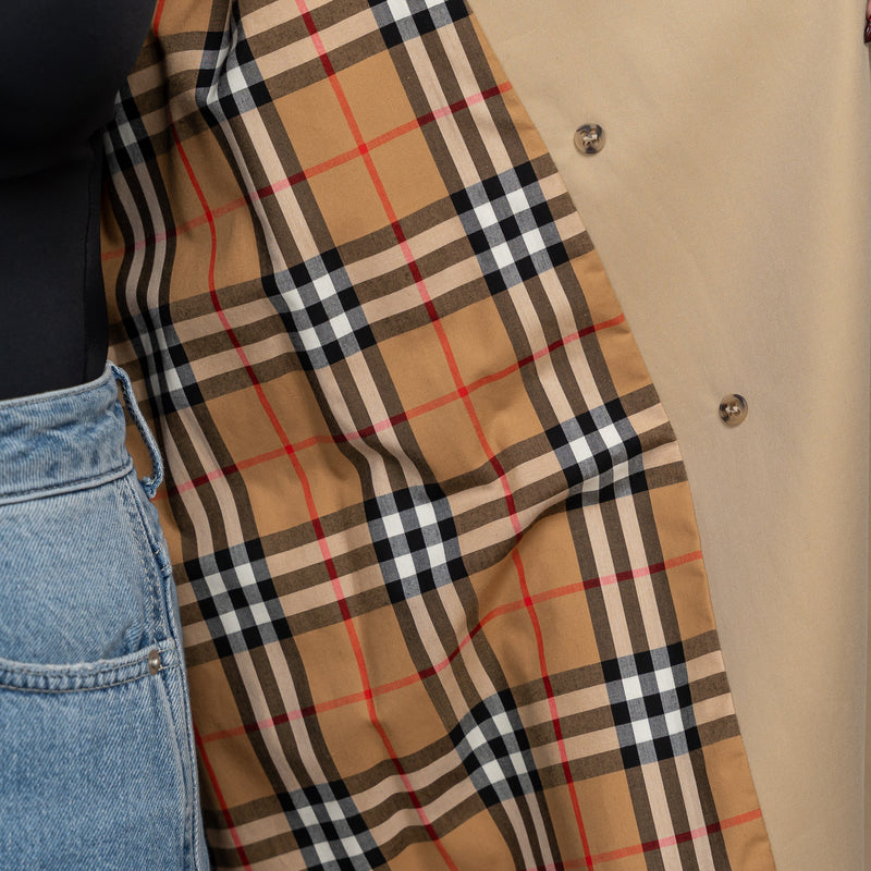 Burberry Beige Cotton Belted Trench Coat Size 14