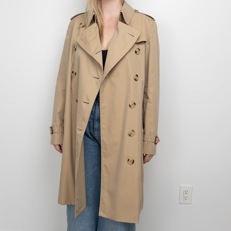 Burberry Beige Cotton Belted Trench Coat Size 14