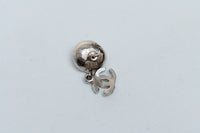 pink enamel camellia earrings with logo drop (stamp)